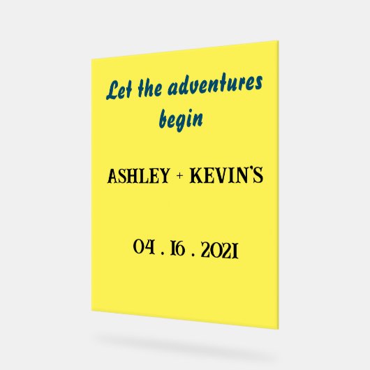 Bruiloft Acryl Teken met gele kleur achtergrond Acryl Bord (Hoek)