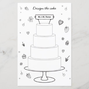 Bruiloft Activiteit Kleurplaat Ontwerp Cake Pagina