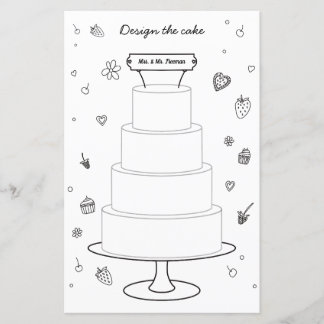 Bruiloft Activiteit Kleurplaat Ontwerp Cake Pagina
