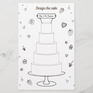 Bruiloft activiteiten Kleurplaten Design Cake Flyer