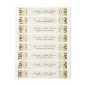 Bruiloft adres label gouden wervelingen beige dama (Vel)