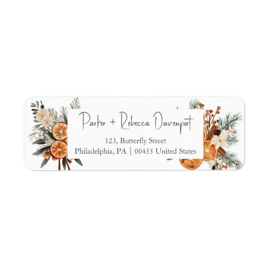 Bruiloft adres label winter groen (Voorkant)