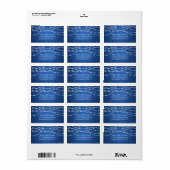 Bruiloft adres sprankelende string blauw etiket (Full Sheet)