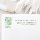 Bruiloft adres Succulent Waterverf groen Etiket (Insitu)