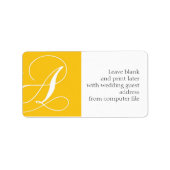 Bruiloft Adresetiketten Monogram A Geel Etiket (Voorkant)