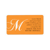 Bruiloft Adresetiketten Monogram M Sinaasappel Etiket (Voorkant)