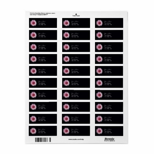 Bruiloft adreslabel - Roze Gerbera labels (Full Sheet)