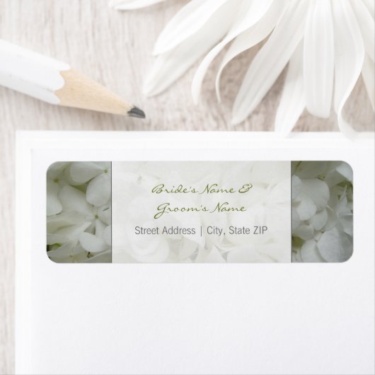 Bruiloft adreslabel - witte bloemen etiket (Insitu)