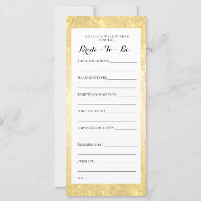 Bruiloft Advice Card Gouden Folie Sterren Confetti (Voorkant)