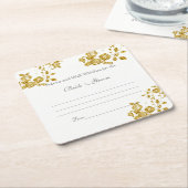 Bruiloft advies en Well Wishes, Goudfolie Rozen, Kartonnen Onderzetters (Schuin)