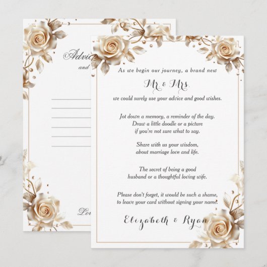 Bruiloft advies Goede wensen Suiker Snoep Rozen (Voorkant / Achterkant)