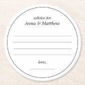 Bruiloft advies Kaarten | Moderne minimalistische  Ronde Kartonnen Onderzetter (Voorkant)