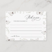 Bruiloft advieskaart met tere witte vlinder informatiekaartje (Voorkant)