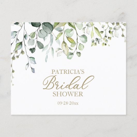 Bruiloft advieskaarten met groen en eucalyptus (Achterkant)