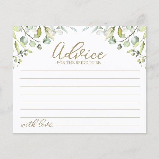 Bruiloft advieskaarten met groen en eucalyptus (Voorkant)
