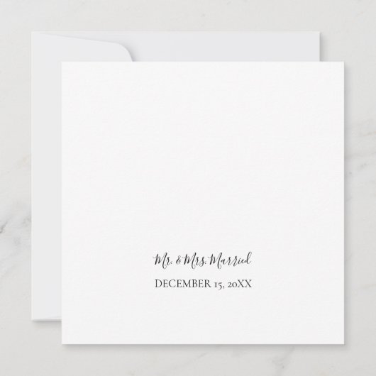 Bruiloft Afbeelding Chic modern handschrift vierka Bedankkaart (Achterkant)