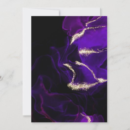 Bruiloft | Amethyst Paarse alcoholinkt Kaart (Achterkant)