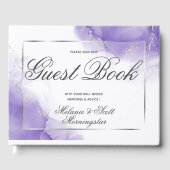 Bruiloft | Amethyst Paarse Script Silver Gastenboek (Voorkant)