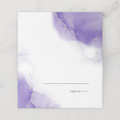 Bruiloft | Amethyst Paarse Script Silver Plaatskaartje (Buitenkant ongevouwen)