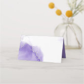 Bruiloft | Amethyst Paarse Script Silver Plaatskaartje (Achterkant)