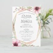 Bruiloft | Anemone Flowers en Foliage Kaart (Staand voorkant)