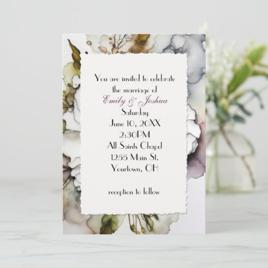 Bruiloft anjer alcoholinkt Abstract Kaart (Staand voorkant)