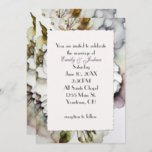 Bruiloft anjer alcoholinkt Abstract Kaart (Voorkant / Achterkant)