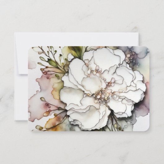 Bruiloft anjer in alcohol inkt ontwerp RSVP kaartje (Achterkant)