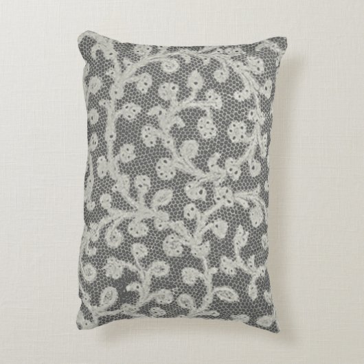 Bruiloft Antiek Kant Linnen Wit Classic  Accent Kussen (Achterkant (Verticaal))