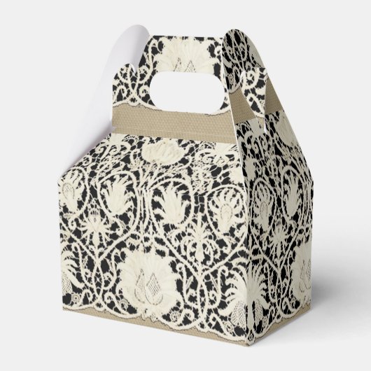 Bruiloft Antiek Kant Linnen Wit Classic Bedankdoosjes (Achterkant)