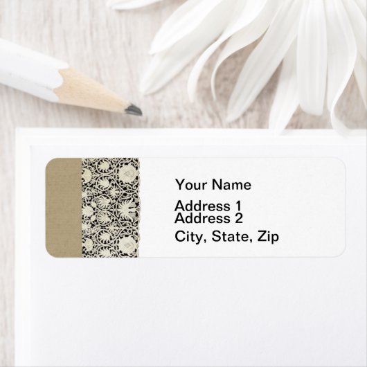 Bruiloft Antiek Kant Linnen Wit Classic  Etiket (Insitu)