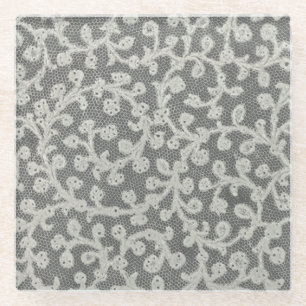 Bruiloft Antiek Kant Linnen Wit Classic  Glazen Onderzetter