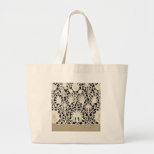 Bruiloft Antiek Kant Linnen Wit Classic  Grote Tote Bag (Voorkant)