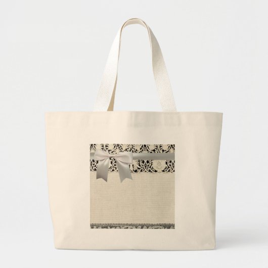 Bruiloft Antiek Kant Linnen Wit Classic Grote Tote Bag (Voorkant)