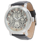 Bruiloft Antiek Kant Linnen Wit Classic Horloge (Gekanteld)