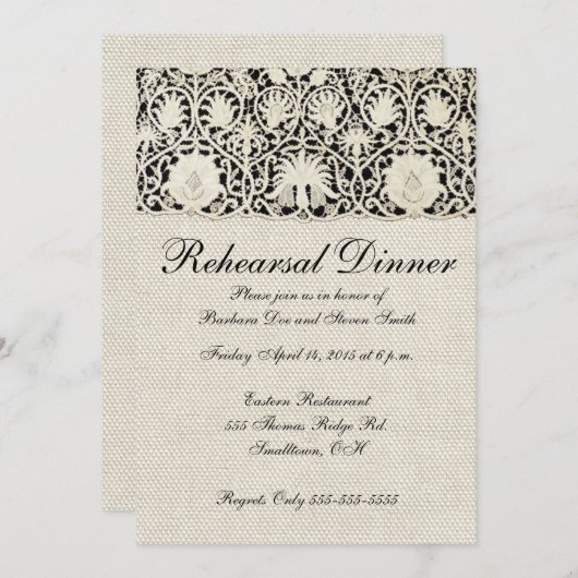 Bruiloft Antiek Kant Linnen Wit Classic Kaart (Voorkant / Achterkant)