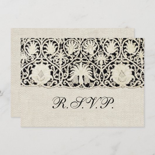 Bruiloft Antiek Kant Linnen Wit Classic Kaart (Voorkant / Achterkant)