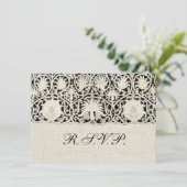 Bruiloft Antiek Kant Linnen Wit Classic  Kaart (Staand voorkant)