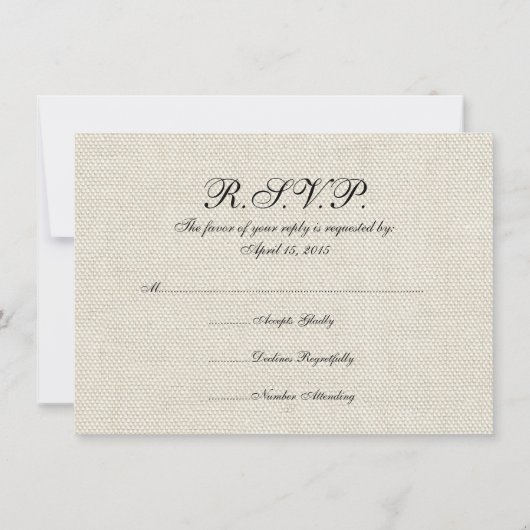 Bruiloft Antiek Kant Linnen Wit Classic Kaart (Achterkant)