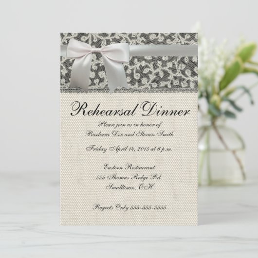 Bruiloft Antiek Kant Linnen Wit Classic Kaart (Staand voorkant)