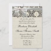 Bruiloft Antiek Kant Linnen Wit Classic  Kaart (Voorkant)