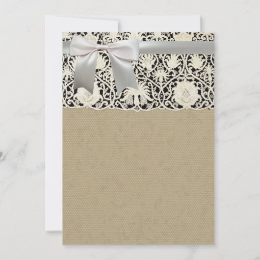 Bruiloft Antiek Kant Linnen Wit Classic  Kaart (Achterkant)