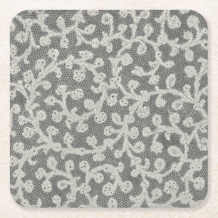 Bruiloft Antiek Kant Linnen Wit Classic  Kartonnen Onderzetters