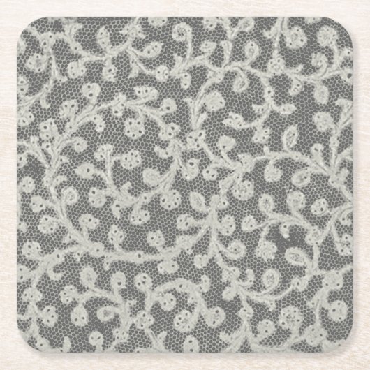 Bruiloft Antiek Kant Linnen Wit Classic  Kartonnen Onderzetters (Voorkant)