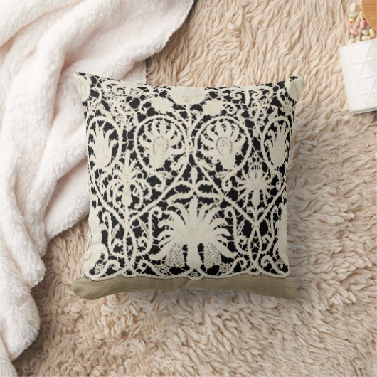 Bruiloft Antiek Kant Linnen Wit Classic Kussen (Deken)