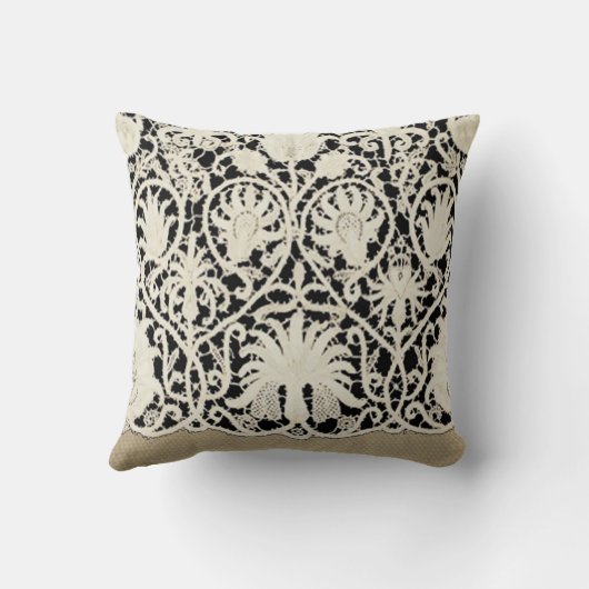 Bruiloft Antiek Kant Linnen Wit Classic  Kussen (Achterkant)