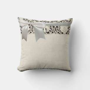 Bruiloft Antiek Kant Linnen Wit Classic  Kussen