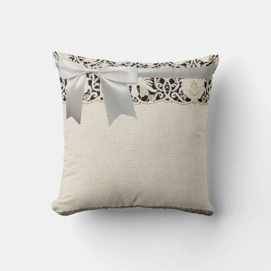 Bruiloft Antiek Kant Linnen Wit Classic Kussen (Voorkant)