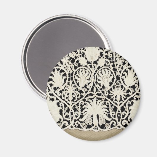 Bruiloft Antiek Kant Linnen Wit Classic  Magneet (Voorkant / Achterkant)