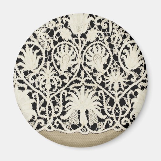 Bruiloft Antiek Kant Linnen Wit Classic  Magneet (Voorkant)